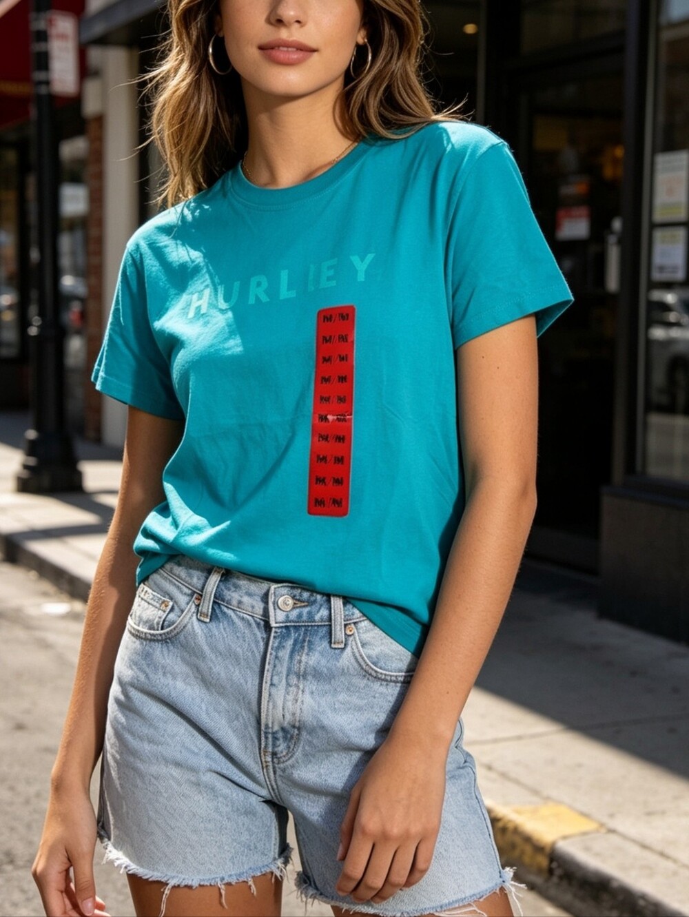 NWT Hurley Women's Teal Short Sleeve Tee Size Medium Soft Cotton Blend T-Shirt